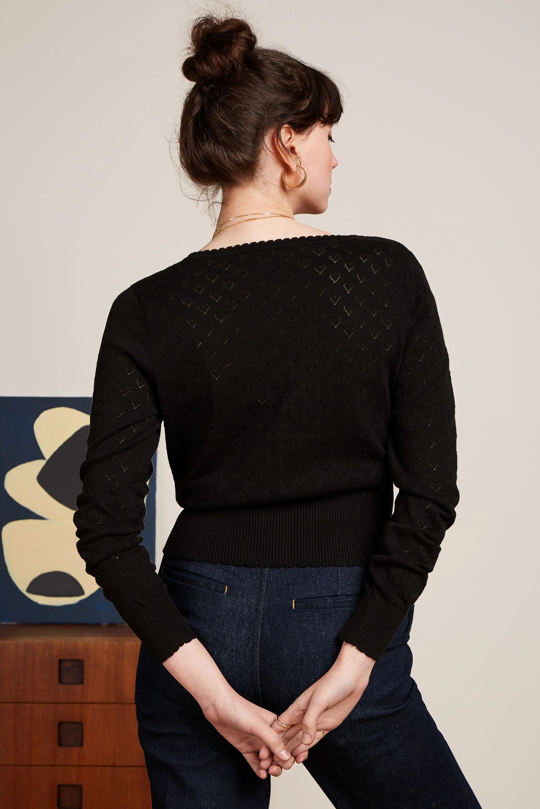 STRICKJACKE CARDI V HEART AJOUR BCI