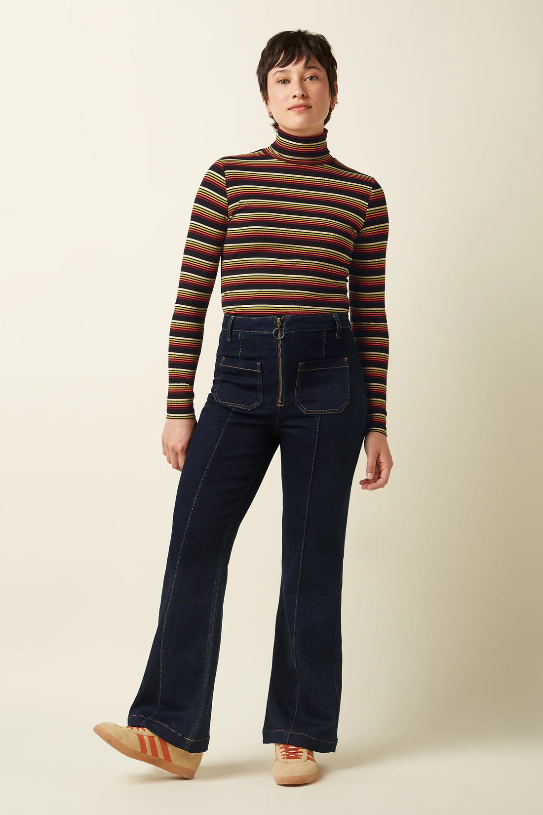 Rollneck Top Frostine Stripe