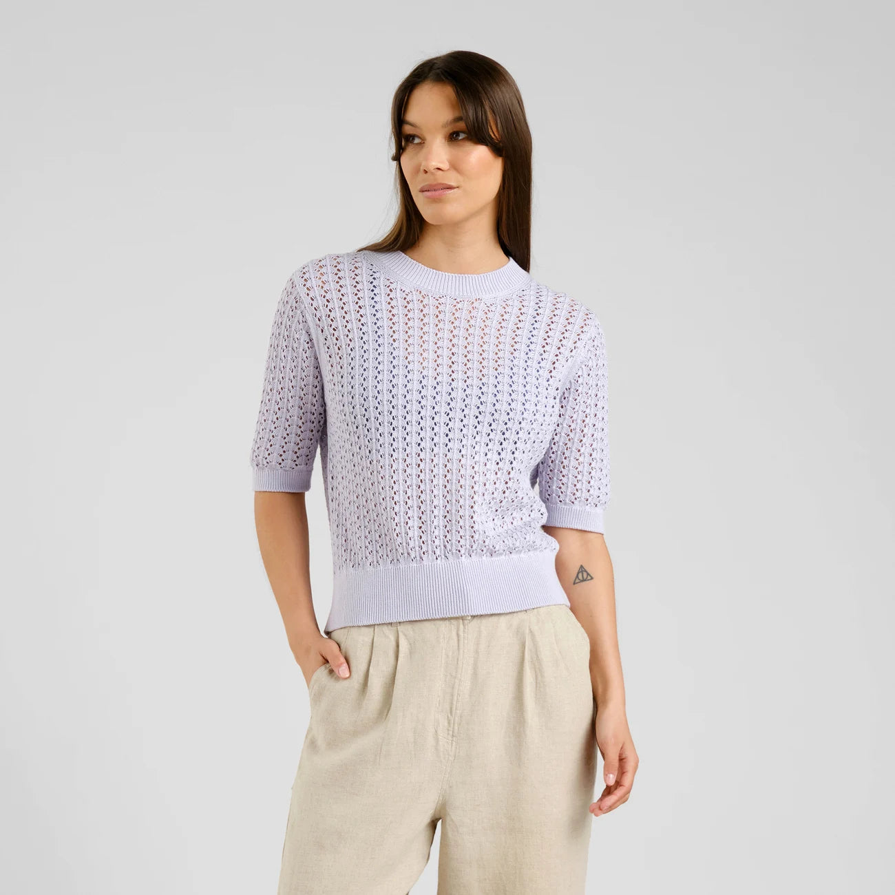 KNITTED T-SHIRT FLEN CROCHET THISTLE PURPLE THISTLE