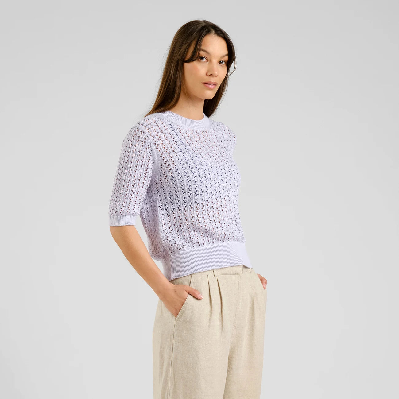 KNITTED T-SHIRT FLEN CROCHET THISTLE PURPLE THISTLE