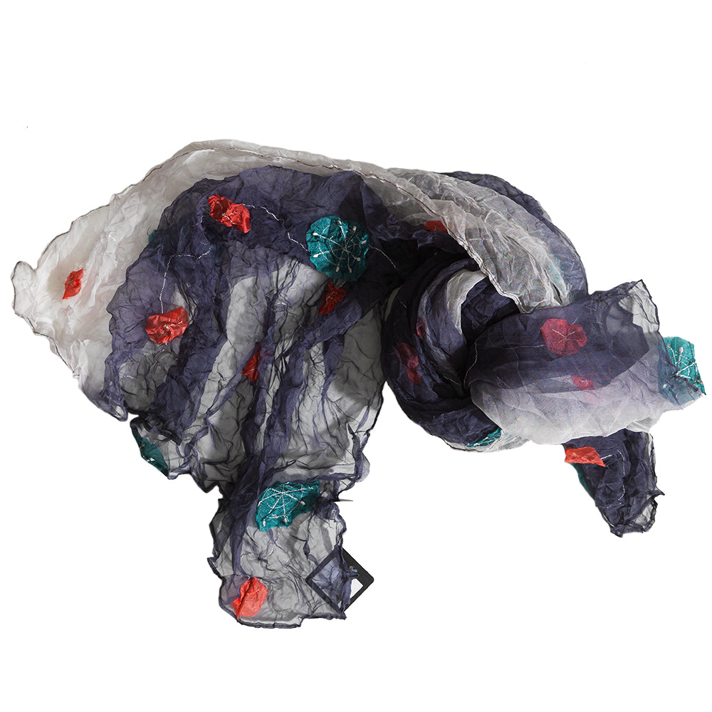 Verdi Schal in Navy mit Petrol/Rot