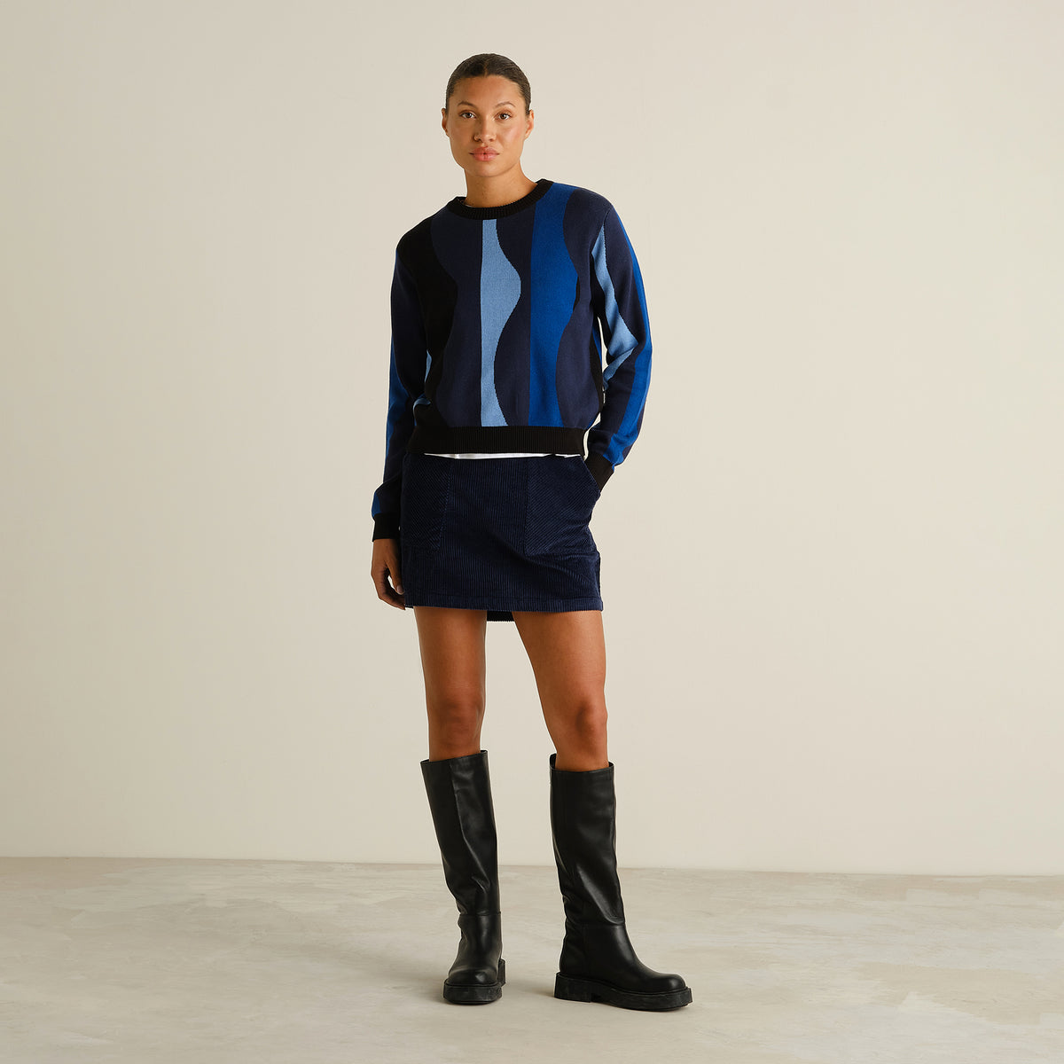 Sweater Arendal Wavy Stripe Blue