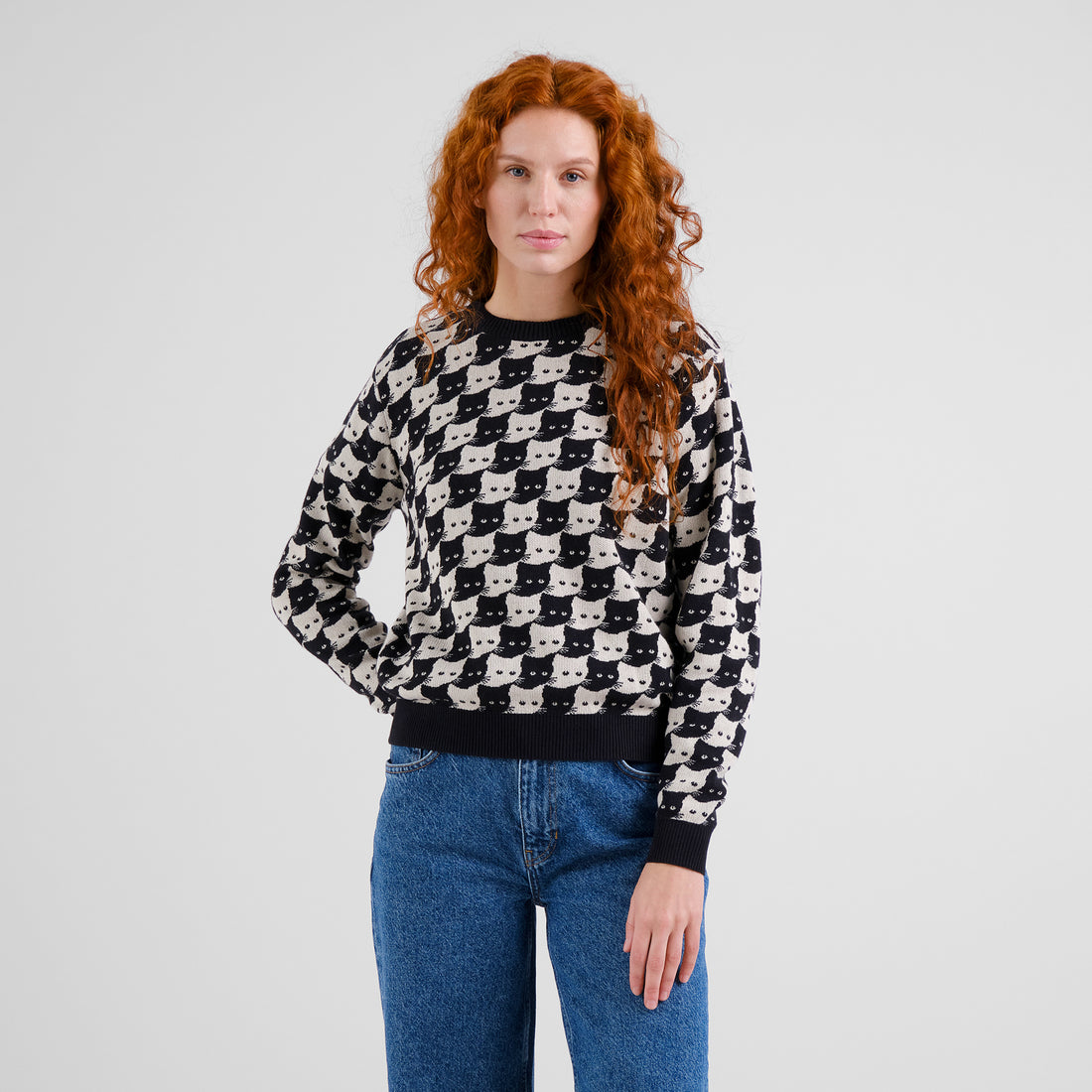 Sweater Arendal Pepita Cats Oat White