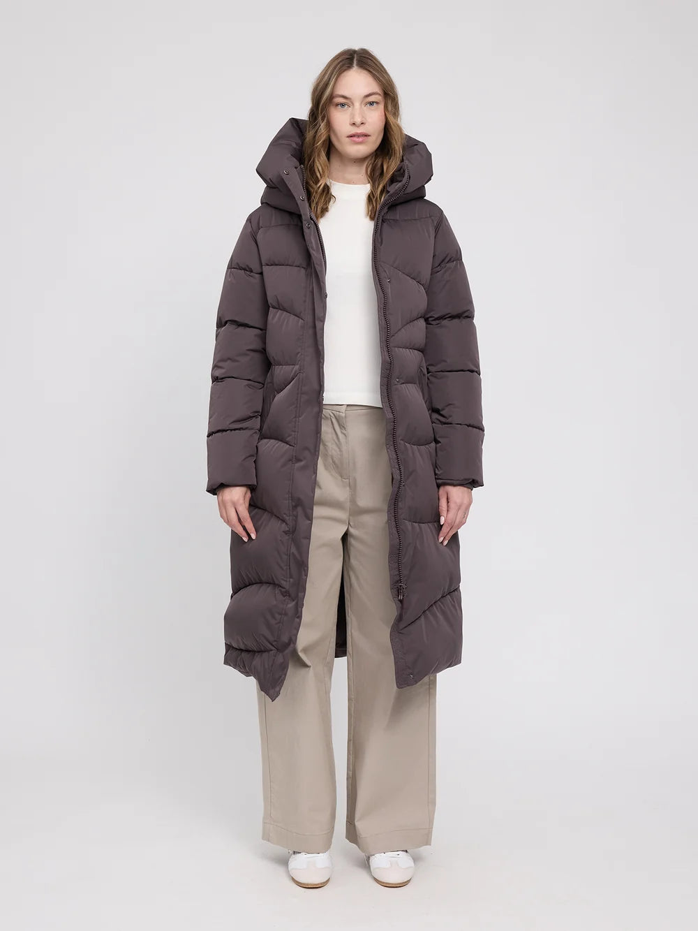 Mazine Waves Quilt Puffer Coat – eggplant