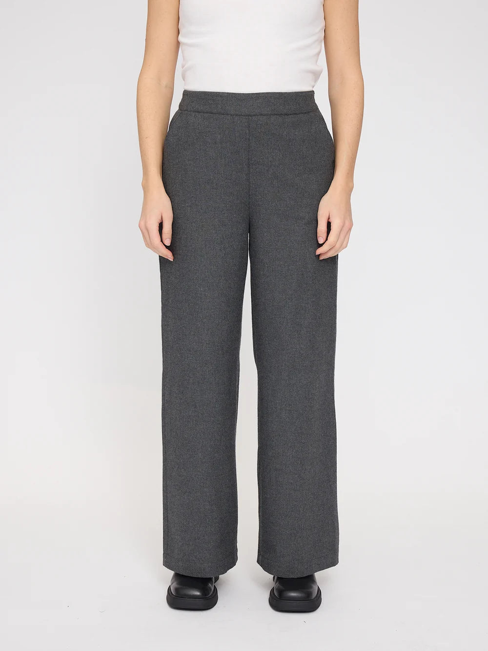 Mazine Wide Leg Flannel Pants – anthracite mel.