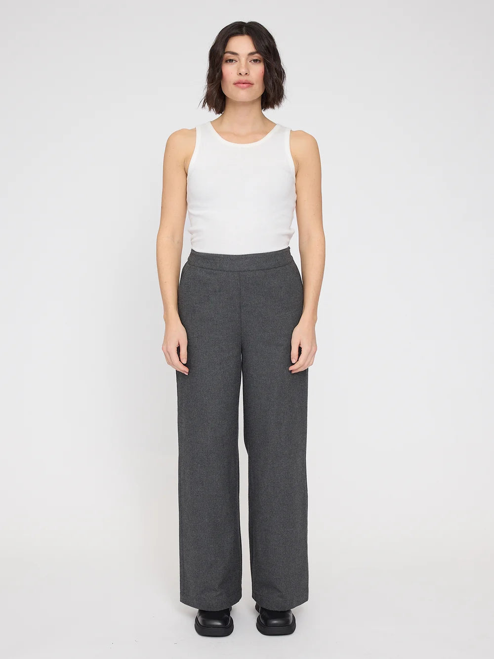 Mazine Wide Leg Flannel Pants – anthracite mel.