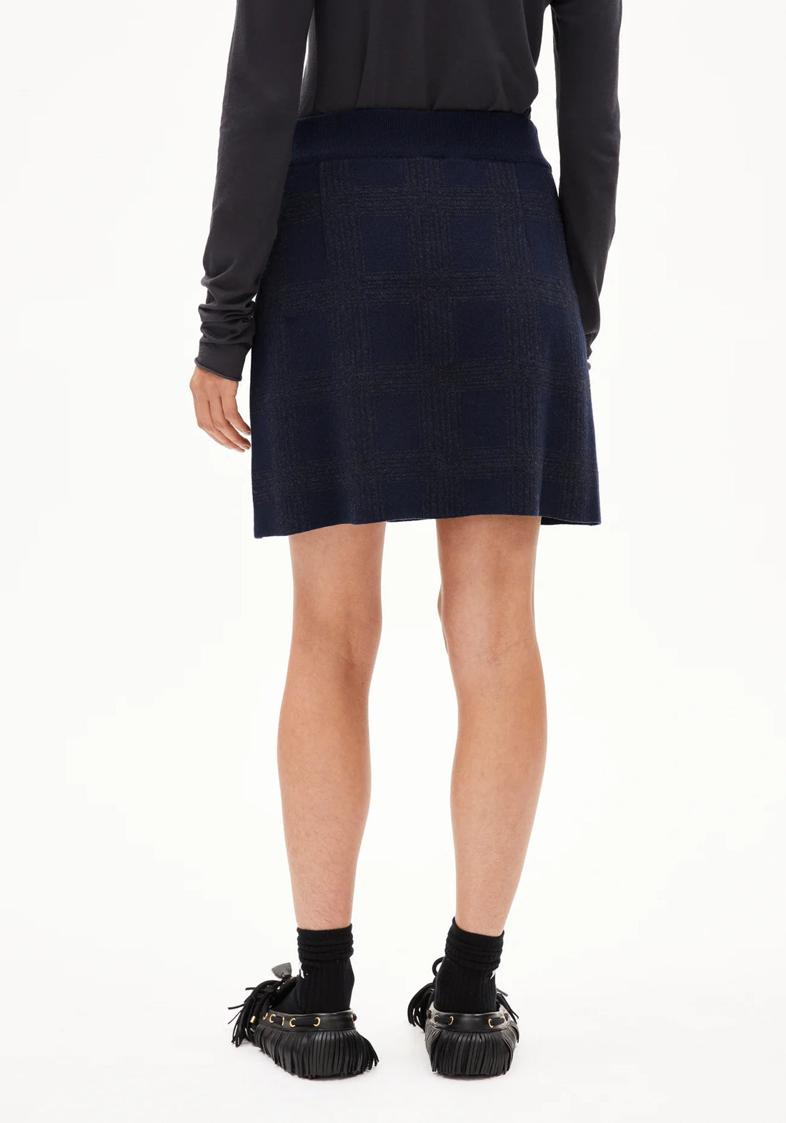 DARLAA CHECK Strickrock aus Bio-Woll Mix