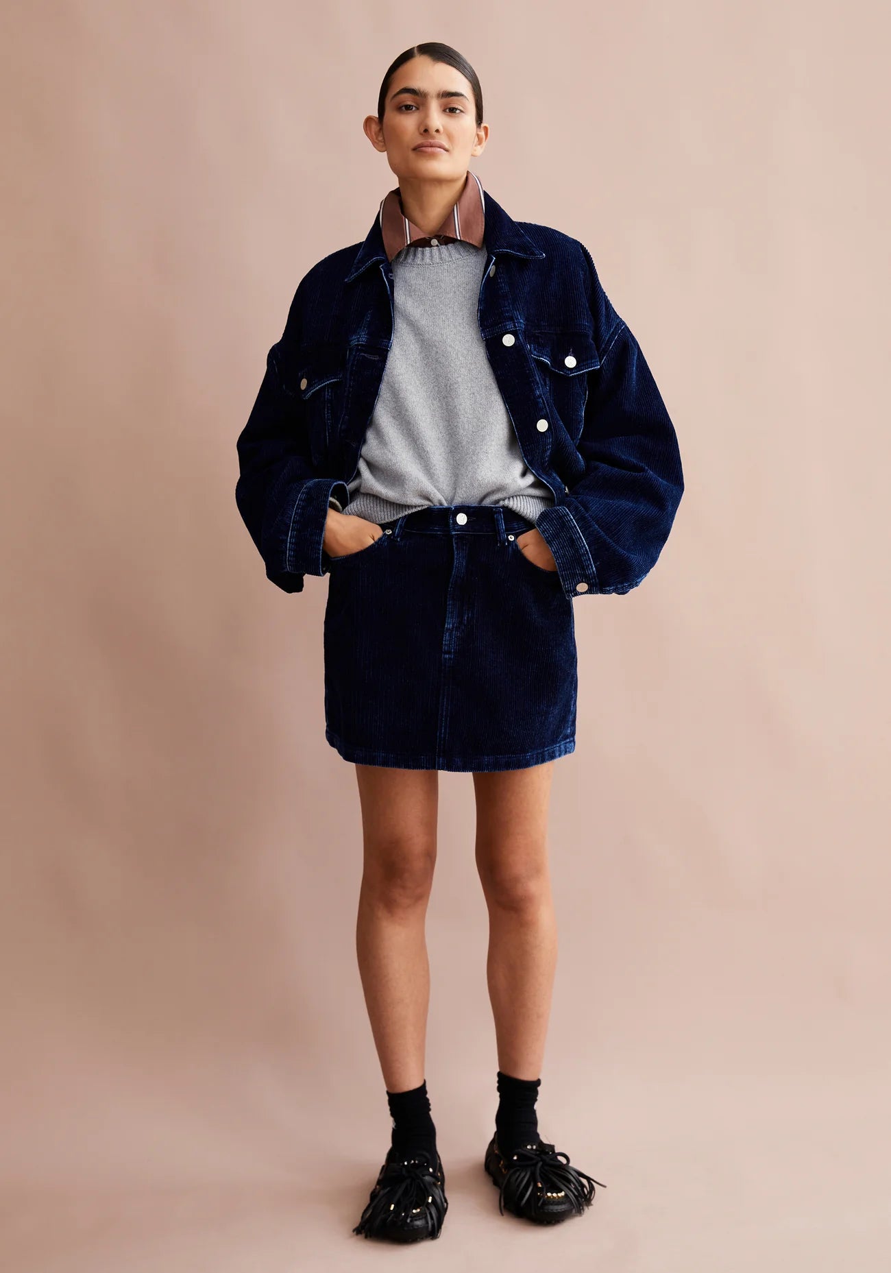 AACUMERI INDIGO Cordrock aus Bio-Baumwolle
