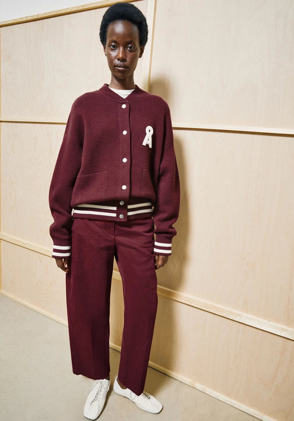 Barrel Leg Twill Pant – Velvet Red