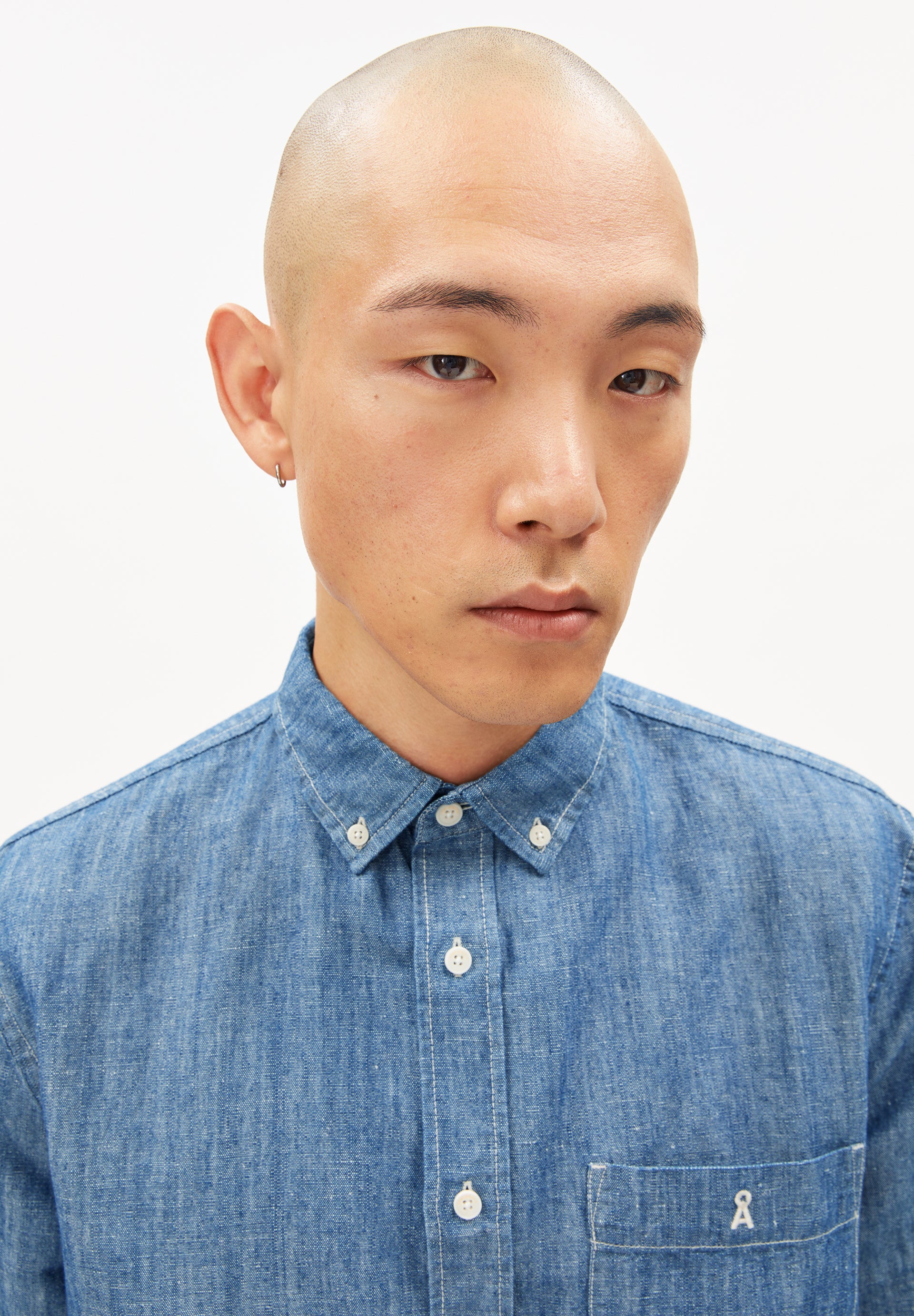 CHAMBRAY-LEINEN LANGARMHEMD Bio-Baumwoll-Mix