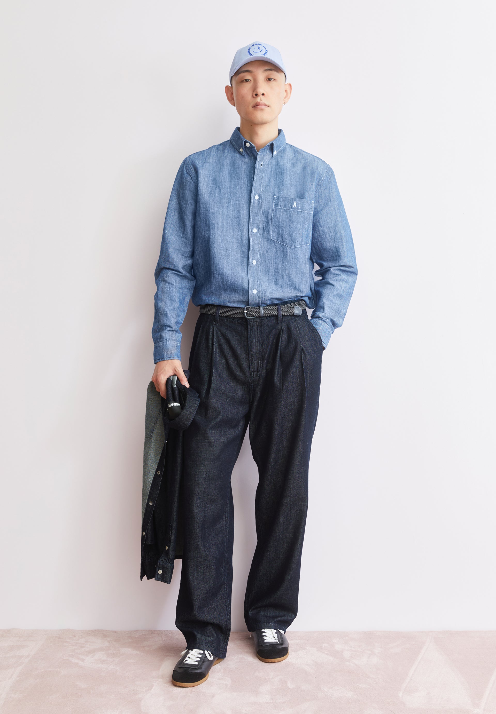 CHAMBRAY-LEINEN LANGARMHEMD Bio-Baumwoll-Mix