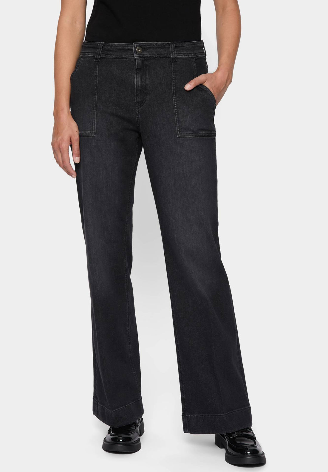 06:02 Wide Leg Classy in dark grey used – Elegante Wide Leg mit ausgestelltem Bein und Bügelfalte