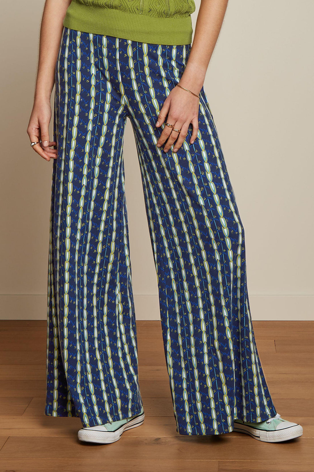Border Palazzo Pants Saba in Sapphire Blue