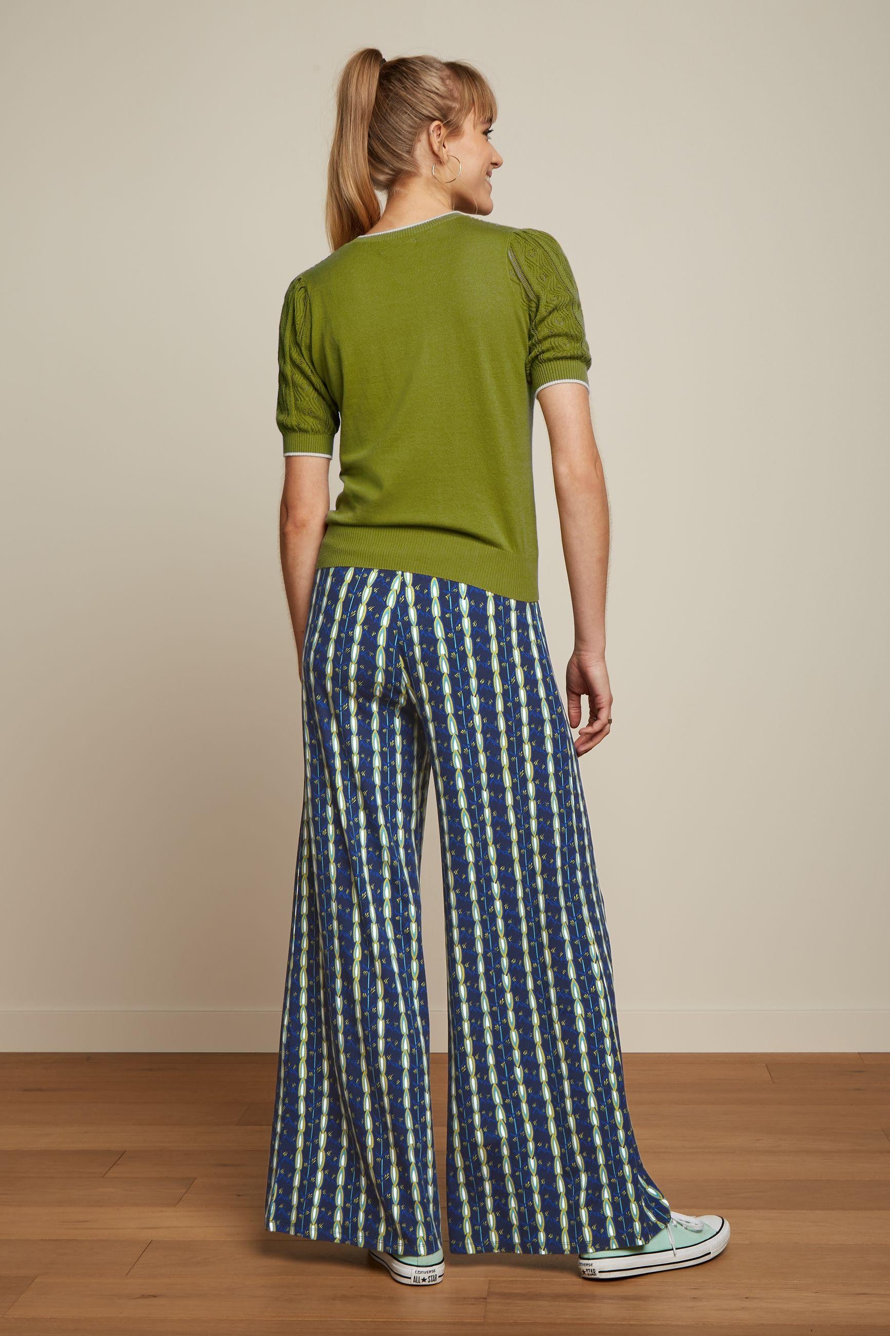 Border Palazzo Pants Saba in Sapphire Blue