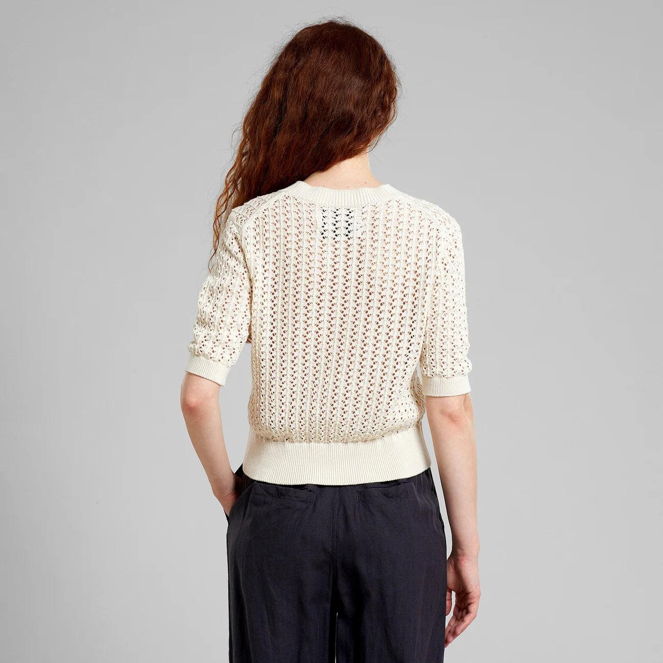KNITTED T-SHIRT FLEN CROCHET VANILLA WHITE