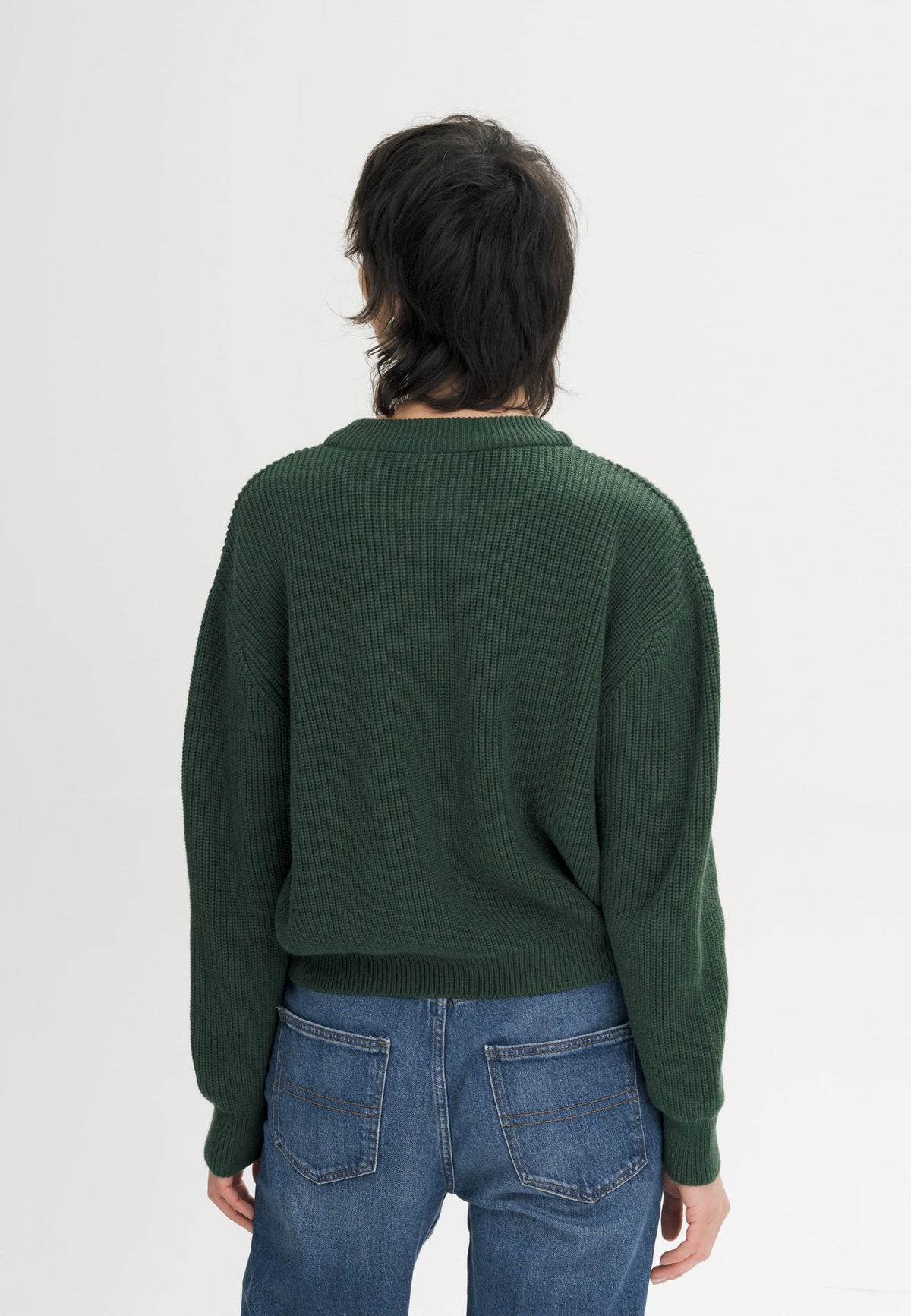 Damen Rippstrick Pullover deep forest melange Style ADAH