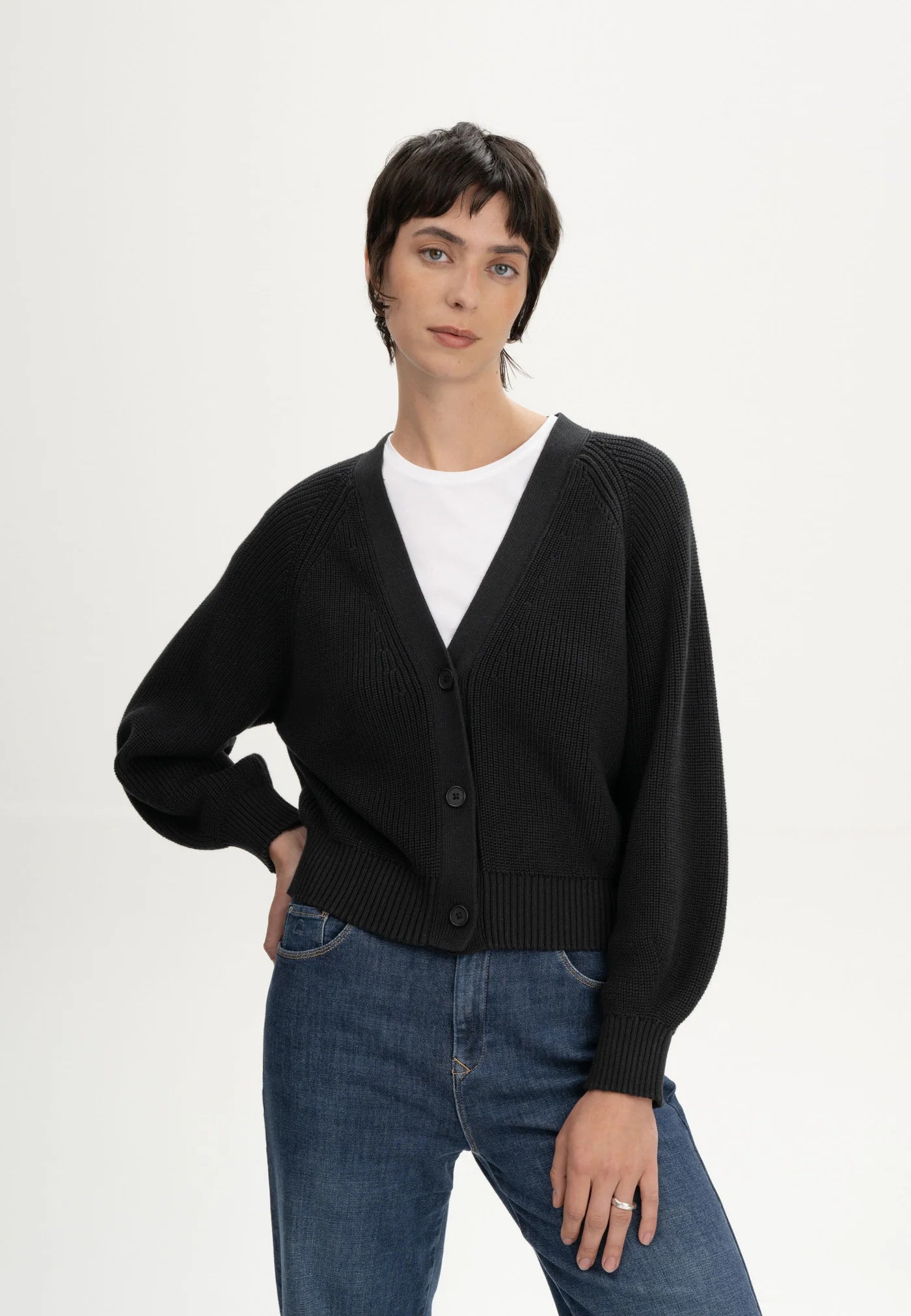 Rippstrick Cardigan BHUMA schwarz