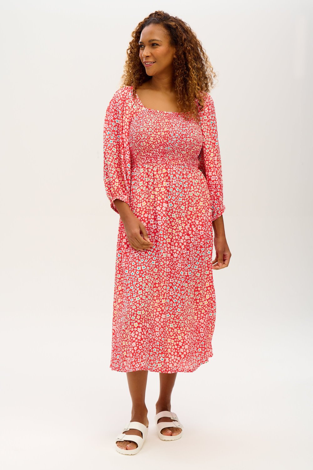 Midi-Kleid Raquel mit Puffärmeln