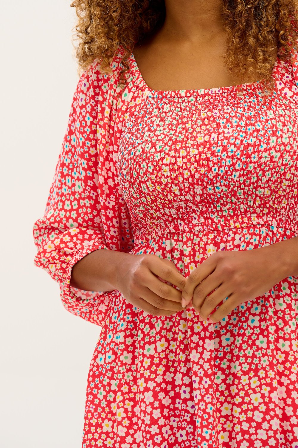 Midi-Kleid Raquel mit Puffärmeln