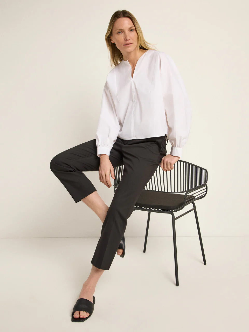 BLUSE MIT KRÄUSELN GOTS