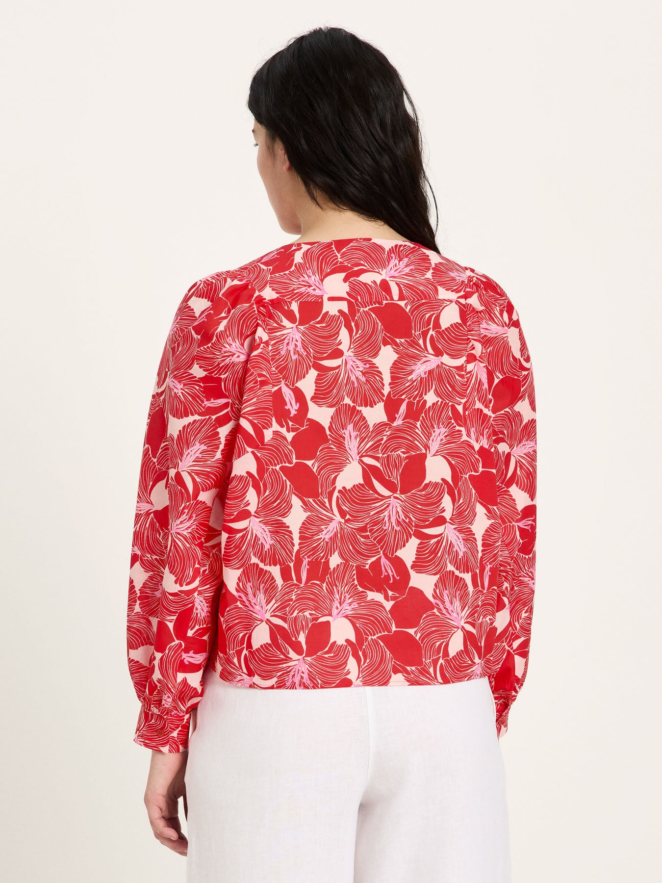 Bluse aus Bio-Baumwolle mit floralem Print – Bloom Red