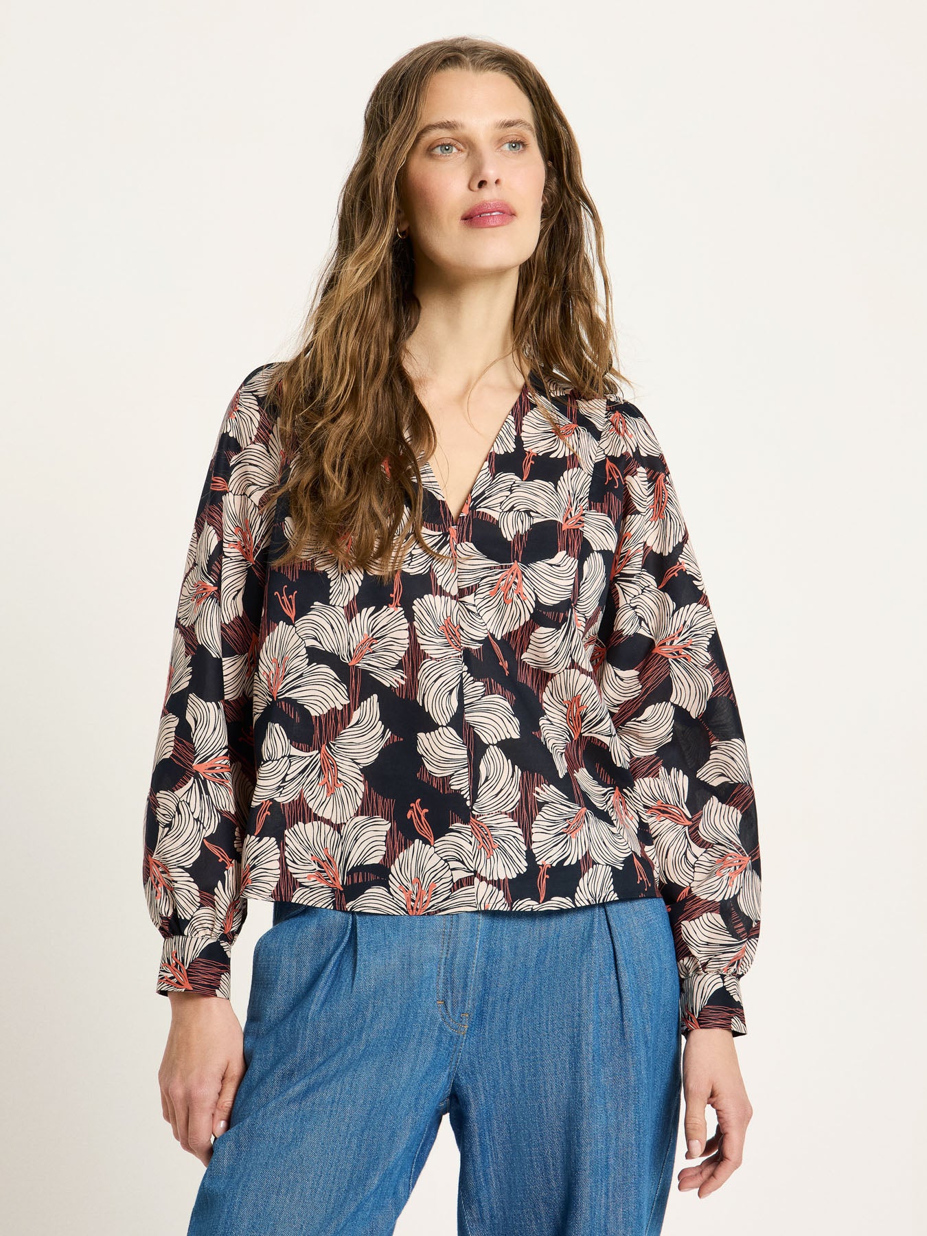 Bluse mit Kräuseln aus Bio Baumwollen -GOTS Bluse