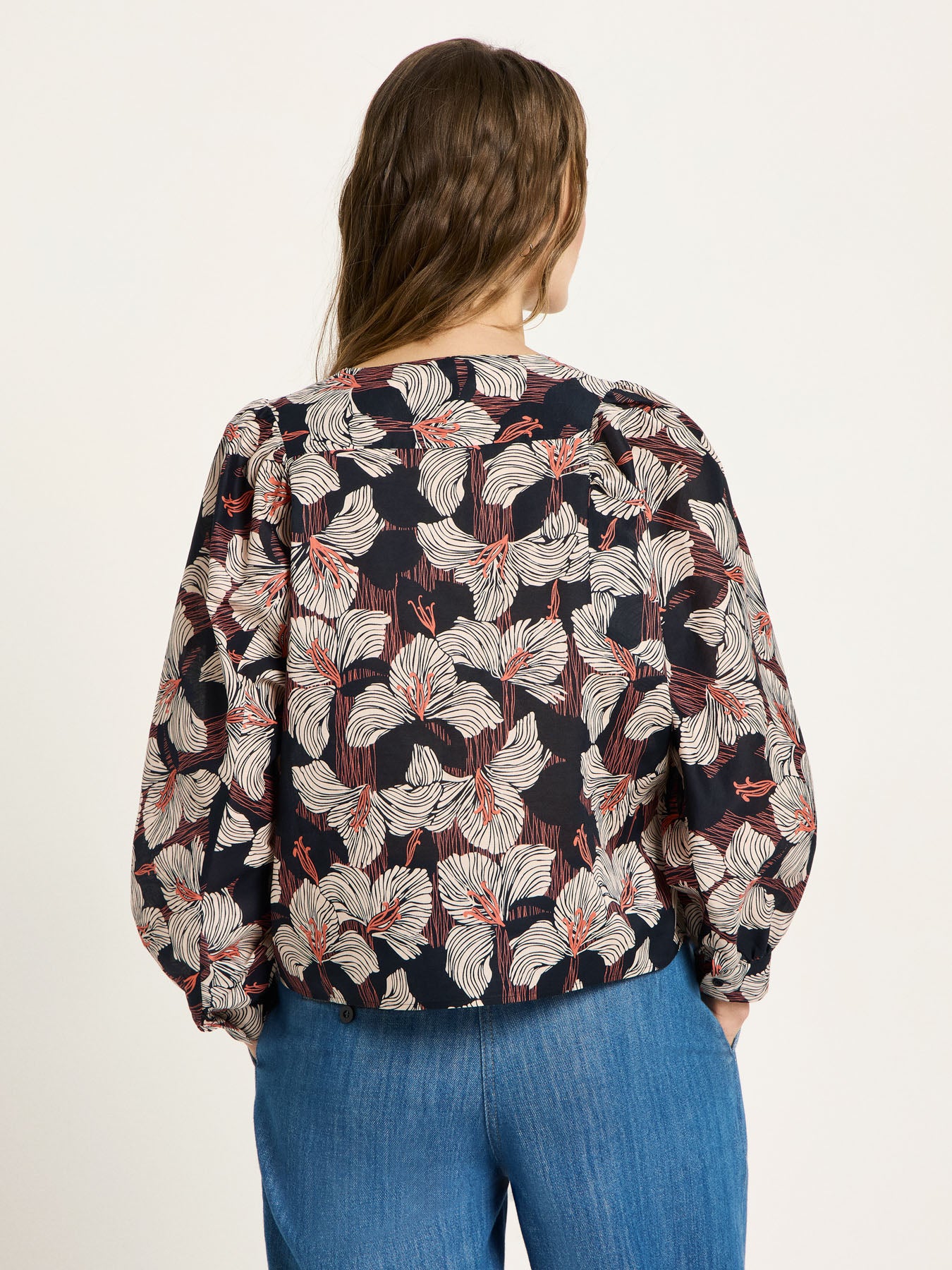 Bluse mit Kräuseln aus Bio Baumwollen -GOTS Bluse
