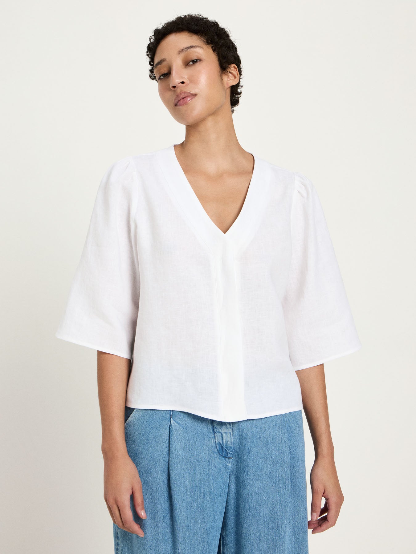 3/4-Arm-Bluse aus 100% Bio-Leinen – GOTS-zertifiziert