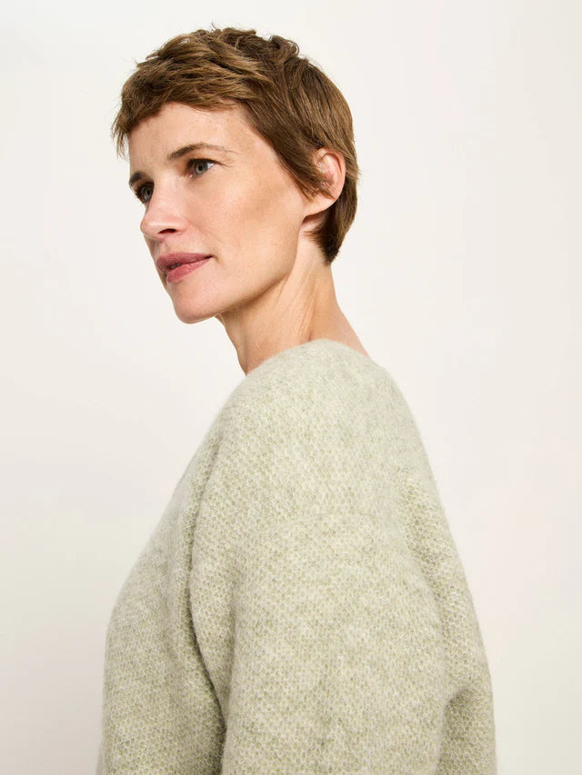 Pullover mit V-Ausschnitt aus Alpakawolle und Schurwolle