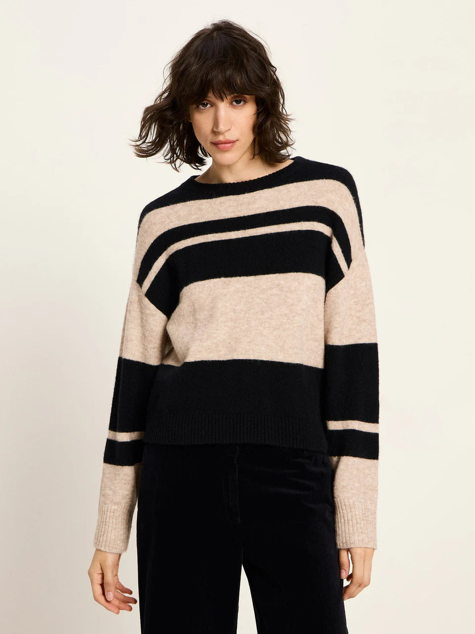 Streifenpullover aus Alpakawolle und Schurwolle