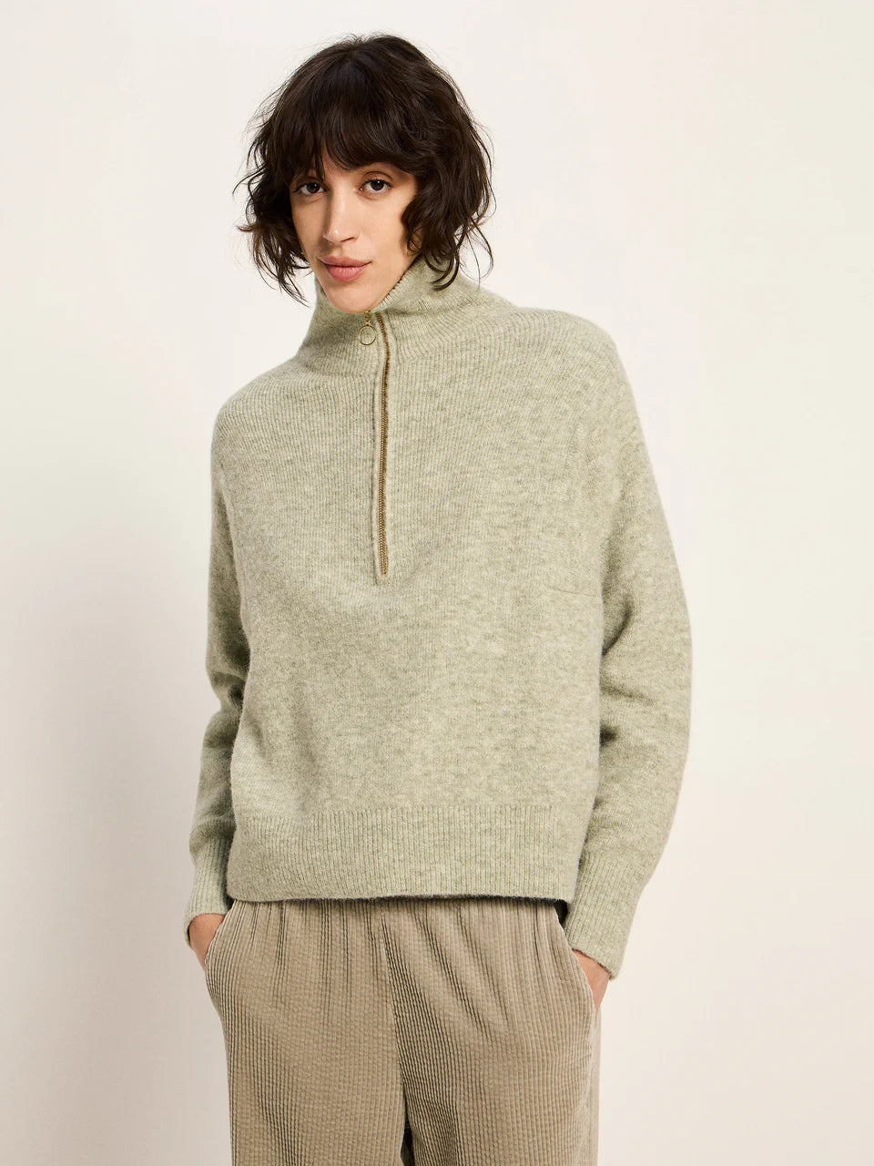Half-Zip Pullover aus Alpakawolle und Schurwolle