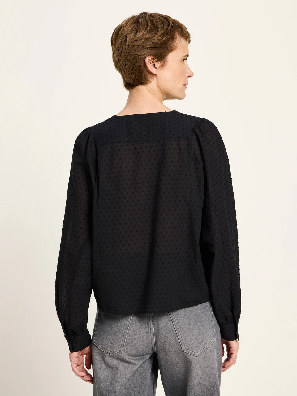 STRUKTURBLUSE MIT KRÄUSELN aus Bio-Baumwolle