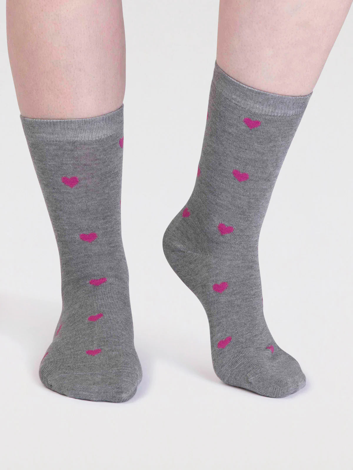 Haddie Bamboo Love Heart Socks in Grey Marle
