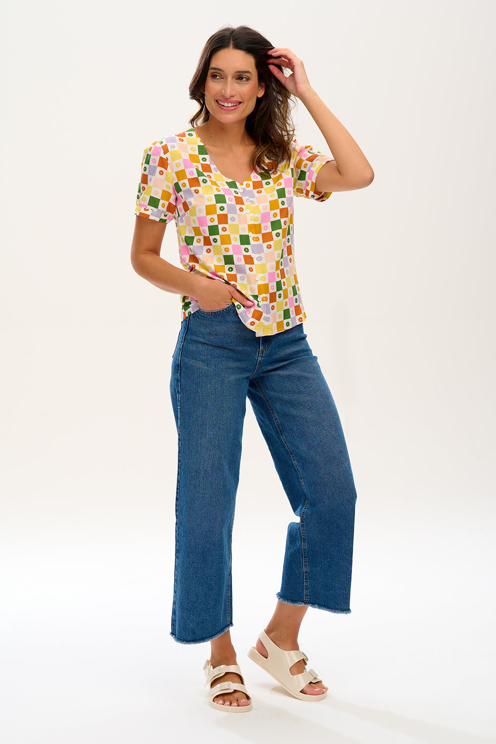 Lockere Kurzarm-Bluse Viola