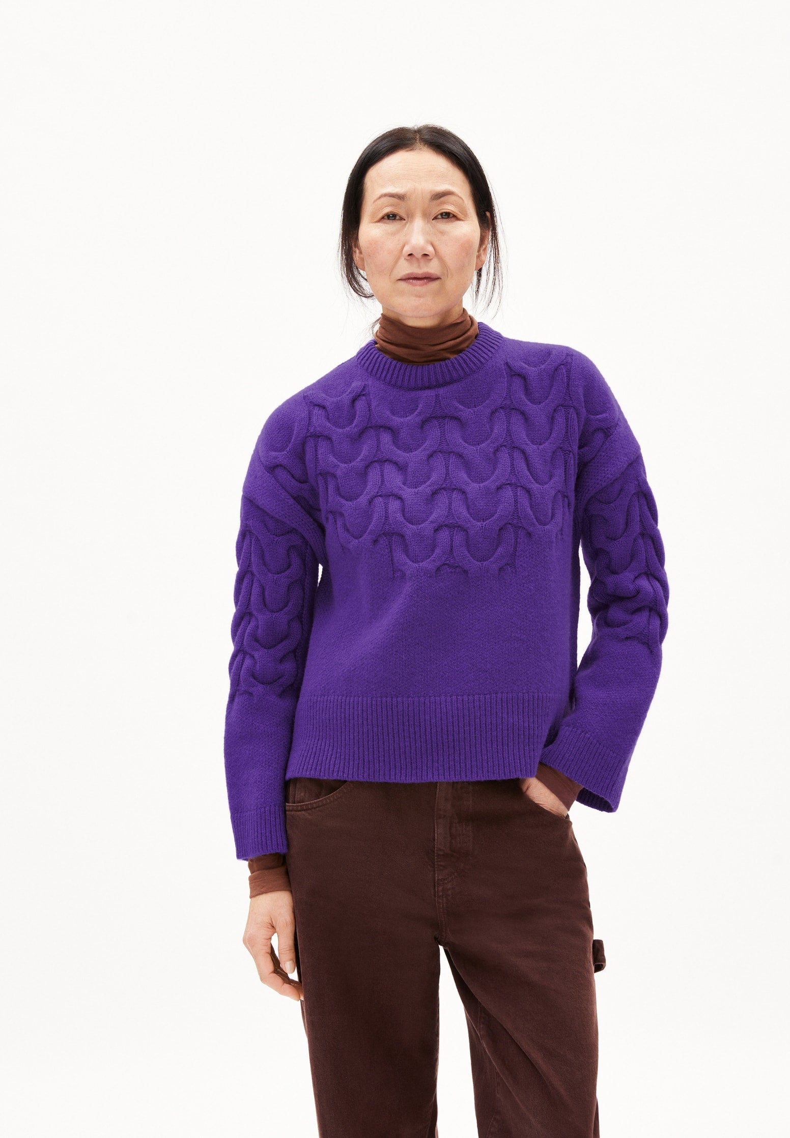 BRUNAA CABLE Pullover Oversized Fit aus Woll-Mix