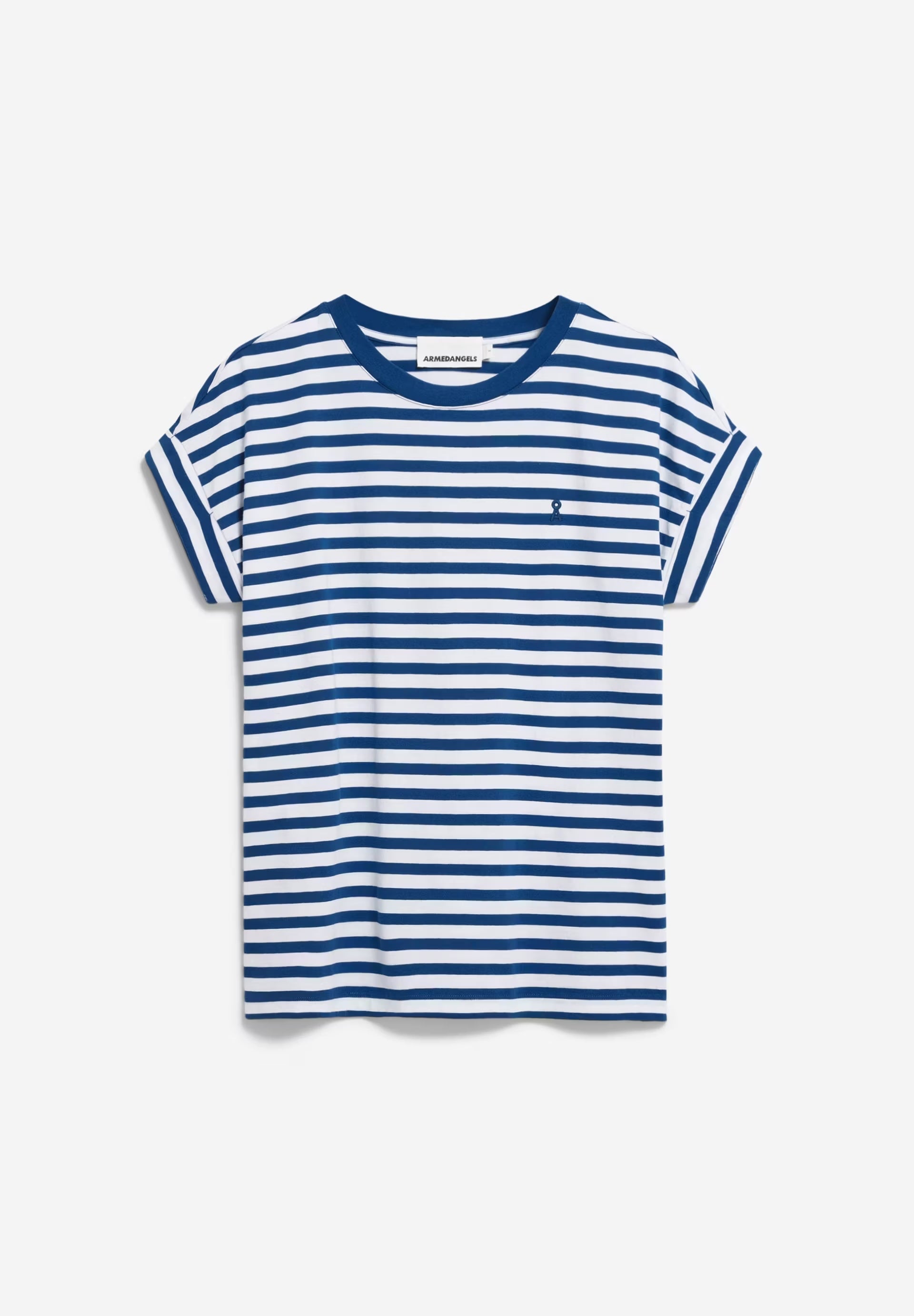 IDAARA STRIPES IN WHITE - LAPIS BLUE – T-SHIRT AUS BIO-BAUMWOLLE
