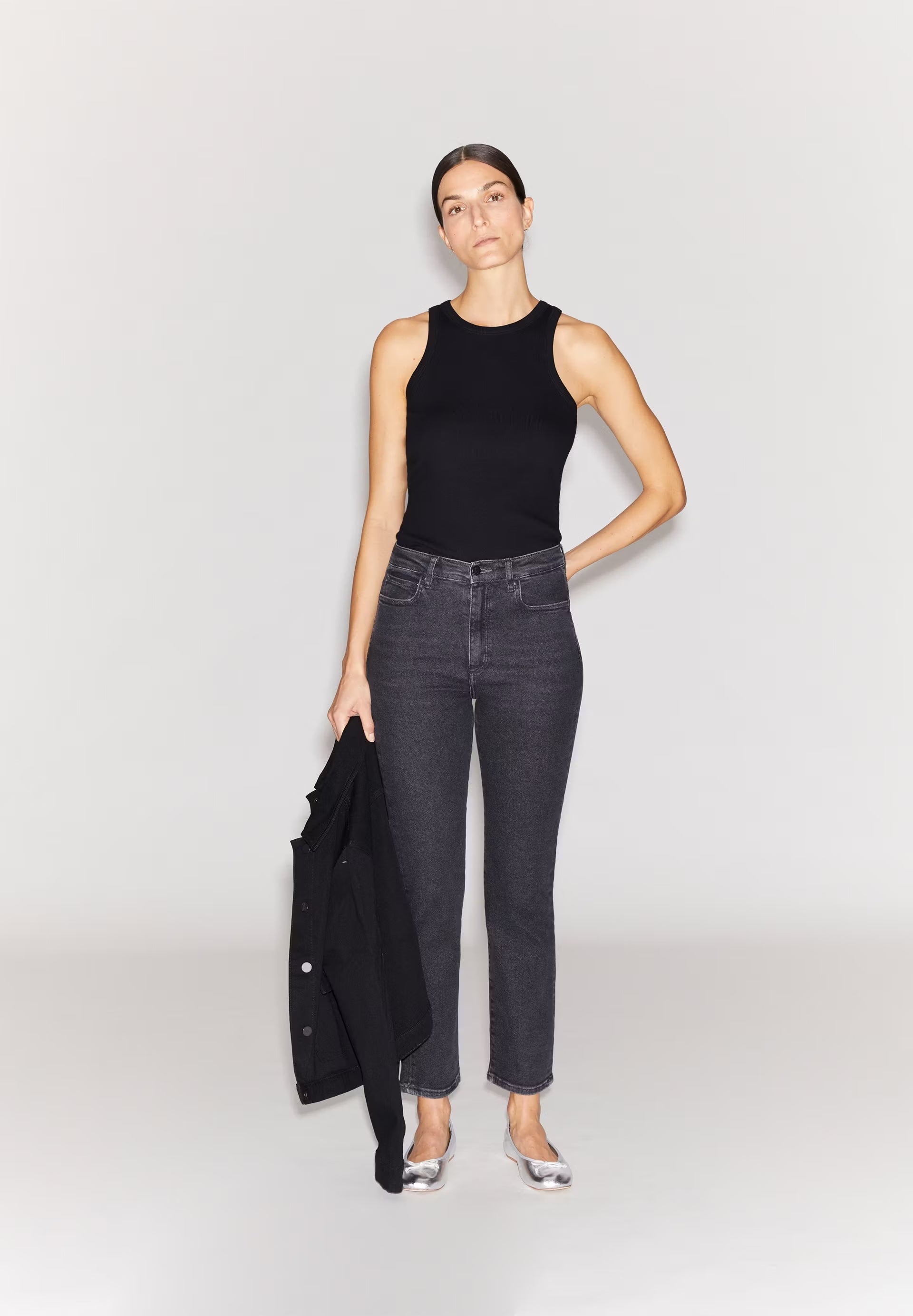 LEJAANI IN BLACKISH – JEANS STRAIGHT LEG HIGH WAIST ANKLE BIO-BAUMWOLL MIX X-STRETCH
