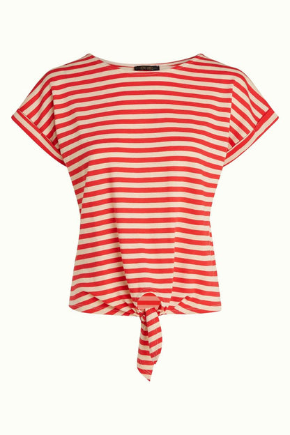 Aria Knot Top Chopito Stripe in Fire Red – Ringeltop mit Knoten