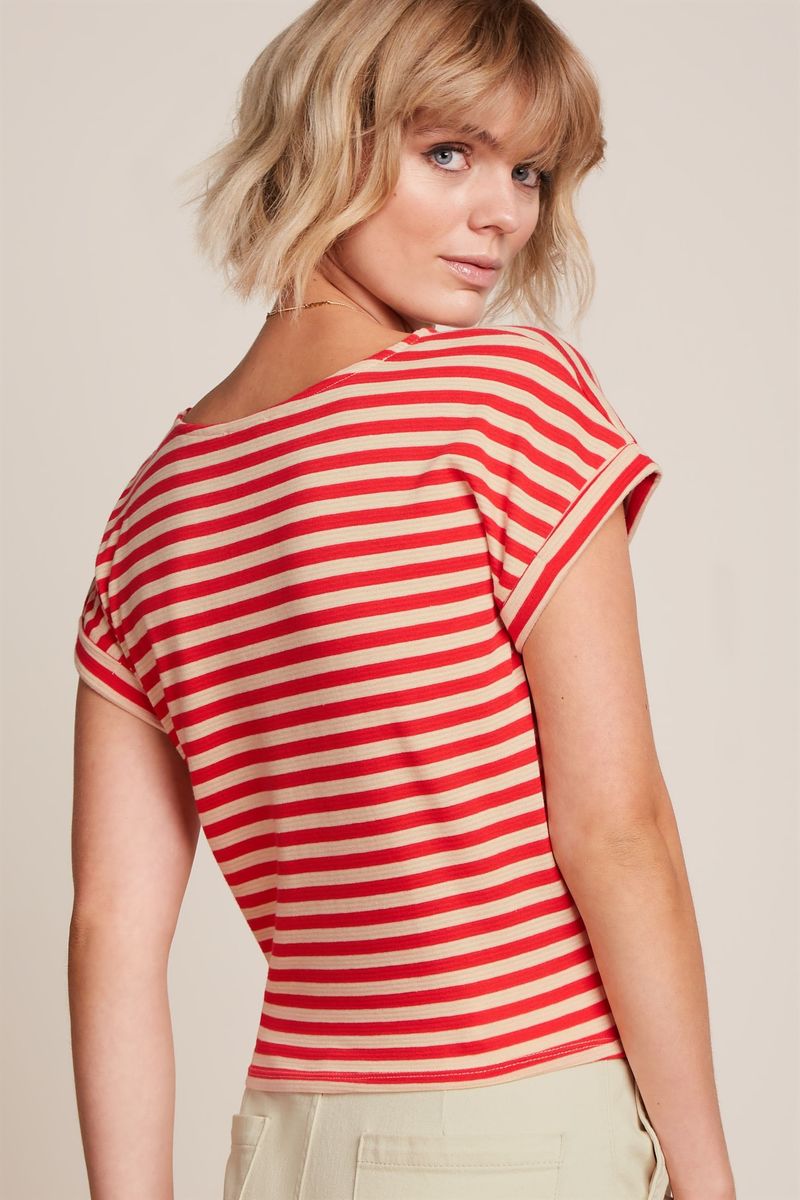 Aria Knot Top Chopito Stripe in Fire Red – Ringeltop mit Knoten