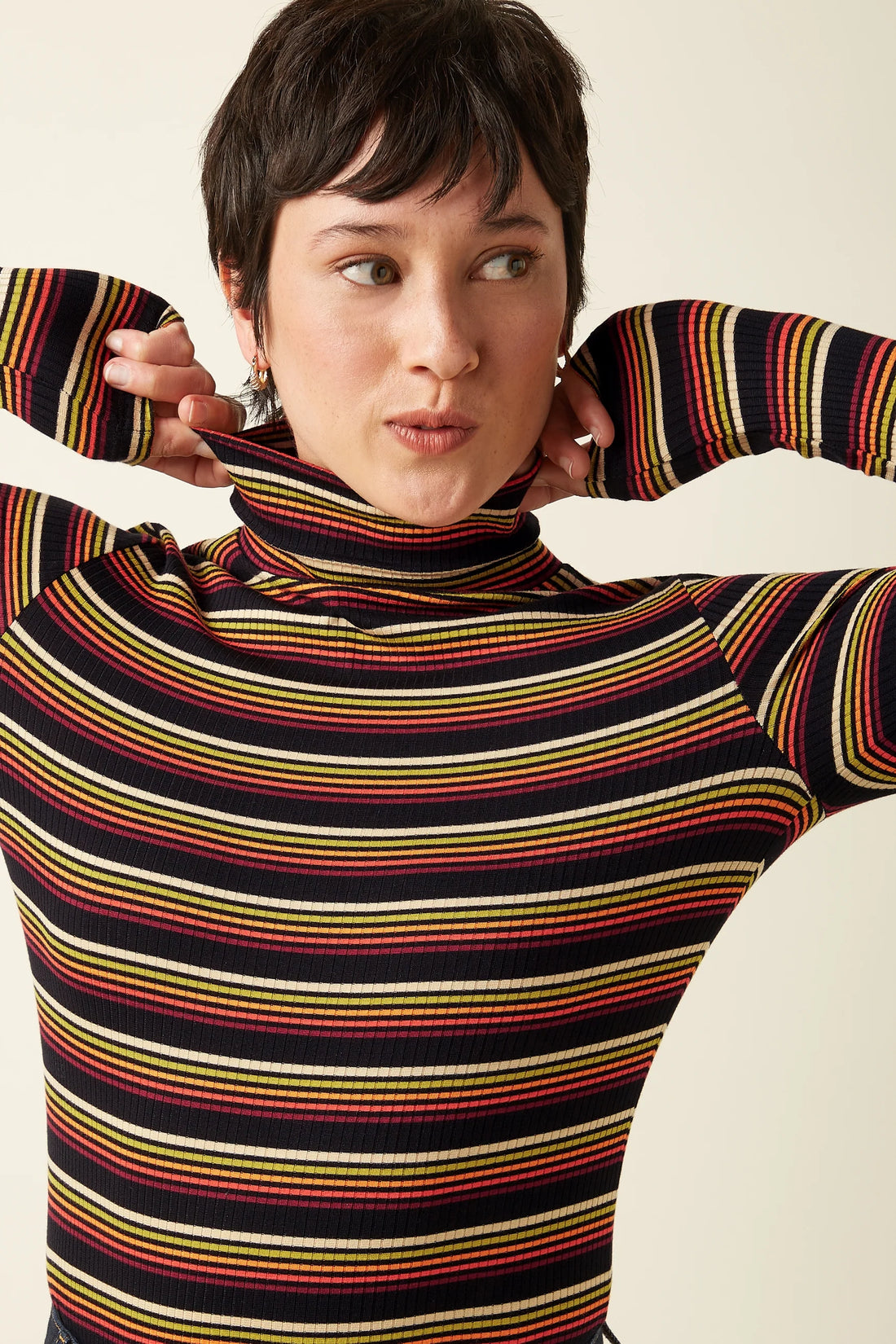 Rollneck Top Frostine Stripe