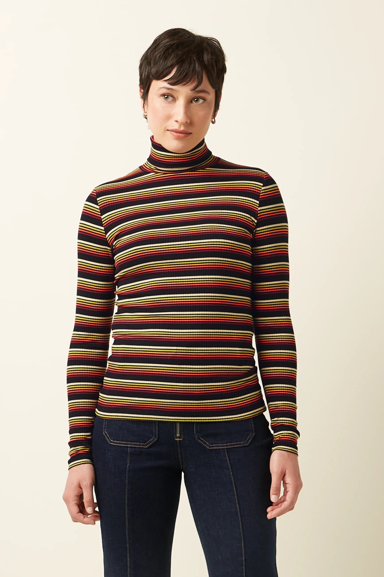 Rollneck Top Frostine Stripe