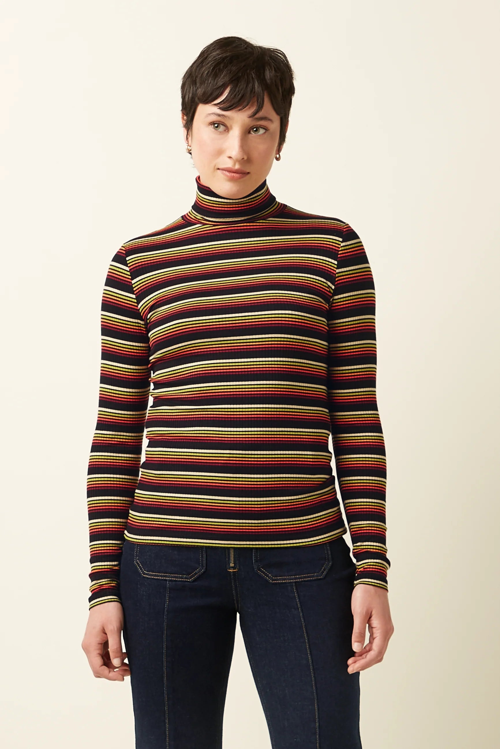Rollneck Top Frostine Stripe