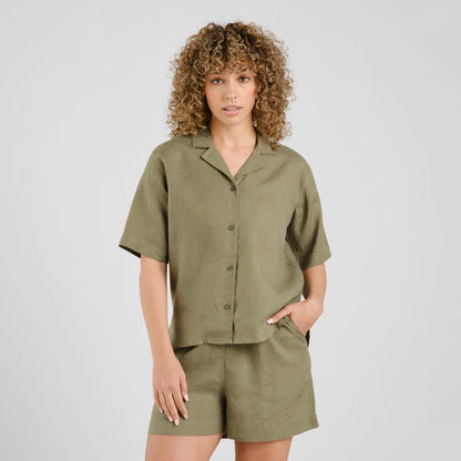 SHIRT TORUP LINEN LEAF GREEN FOUR LEAF
