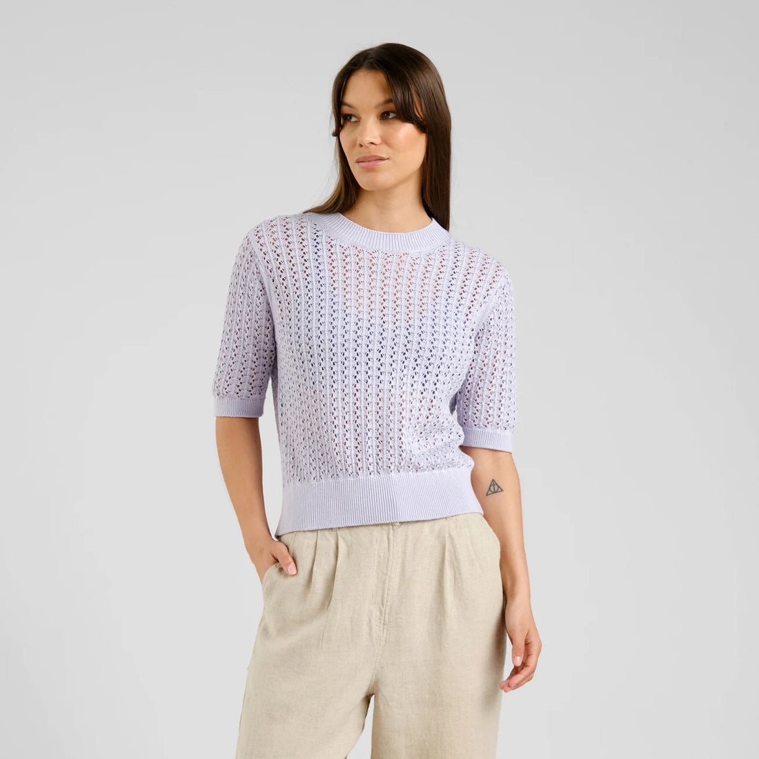 KNITTED T-SHIRT FLEN CROCHET THISTLE PURPLE THISTLE