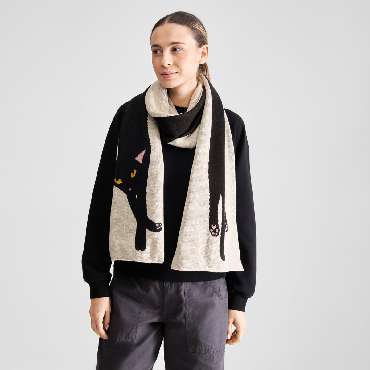 Scarf Rossberga Long Cat Vanilla White