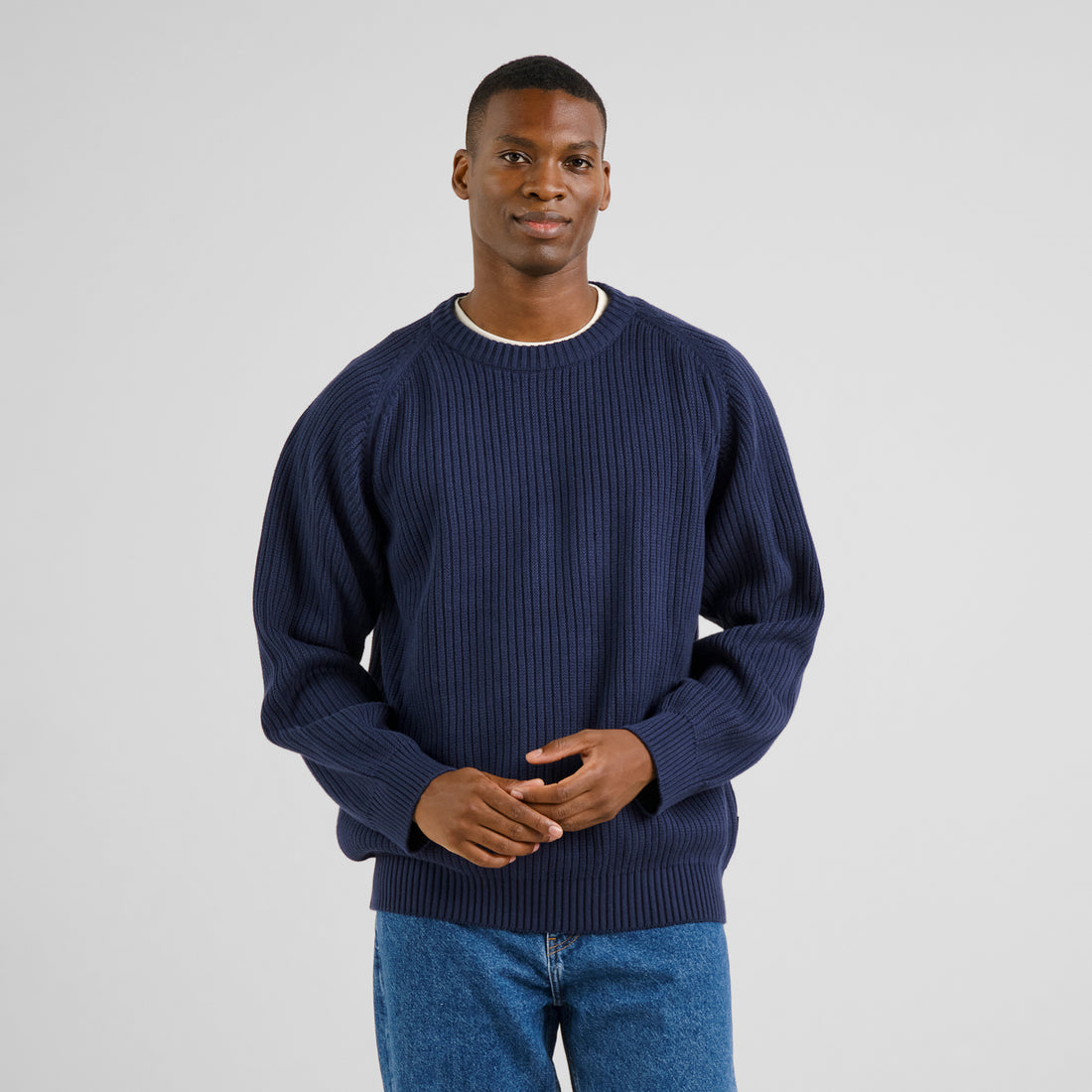 Knitted Sweater Hakkas Navy aus Bio Baumwolle