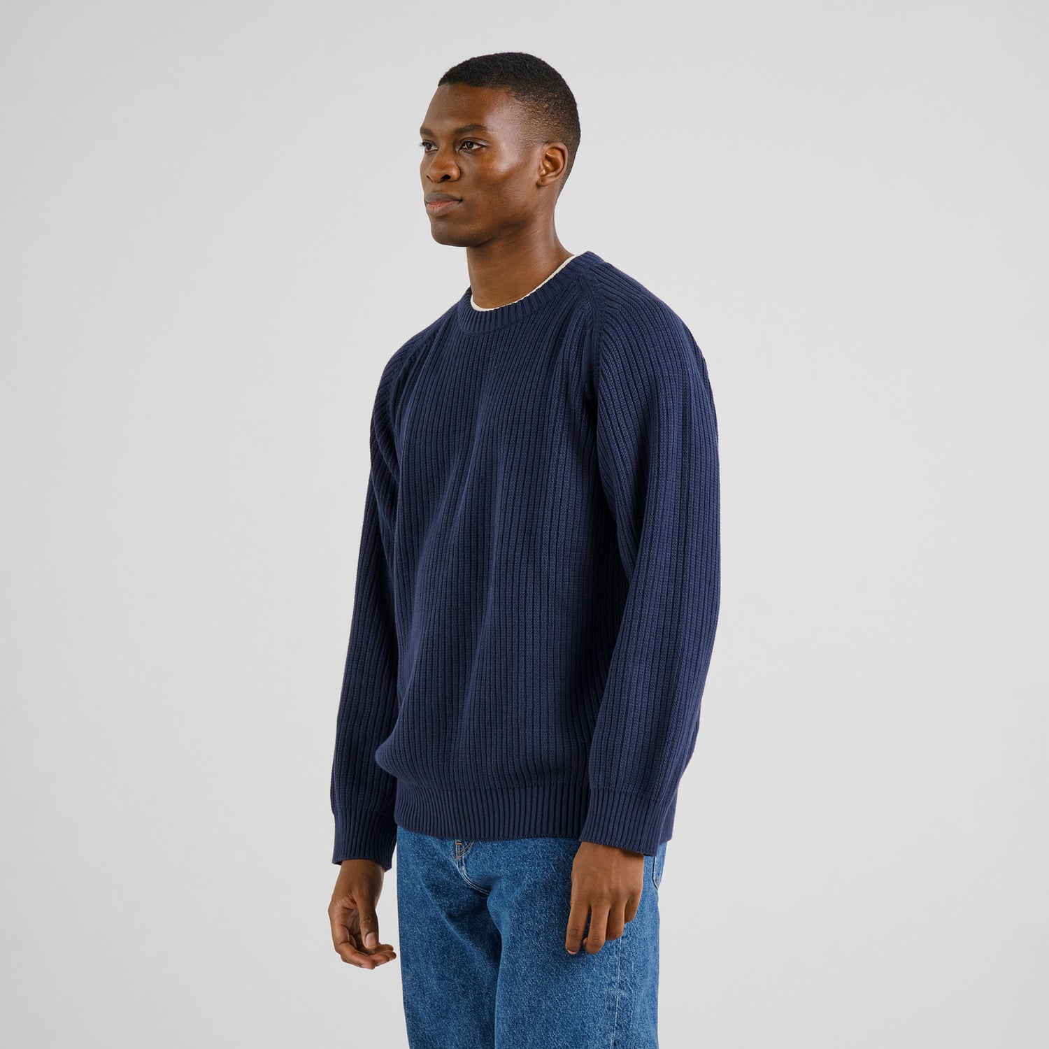 Knitted Sweater Hakkas Navy aus Bio Baumwolle
