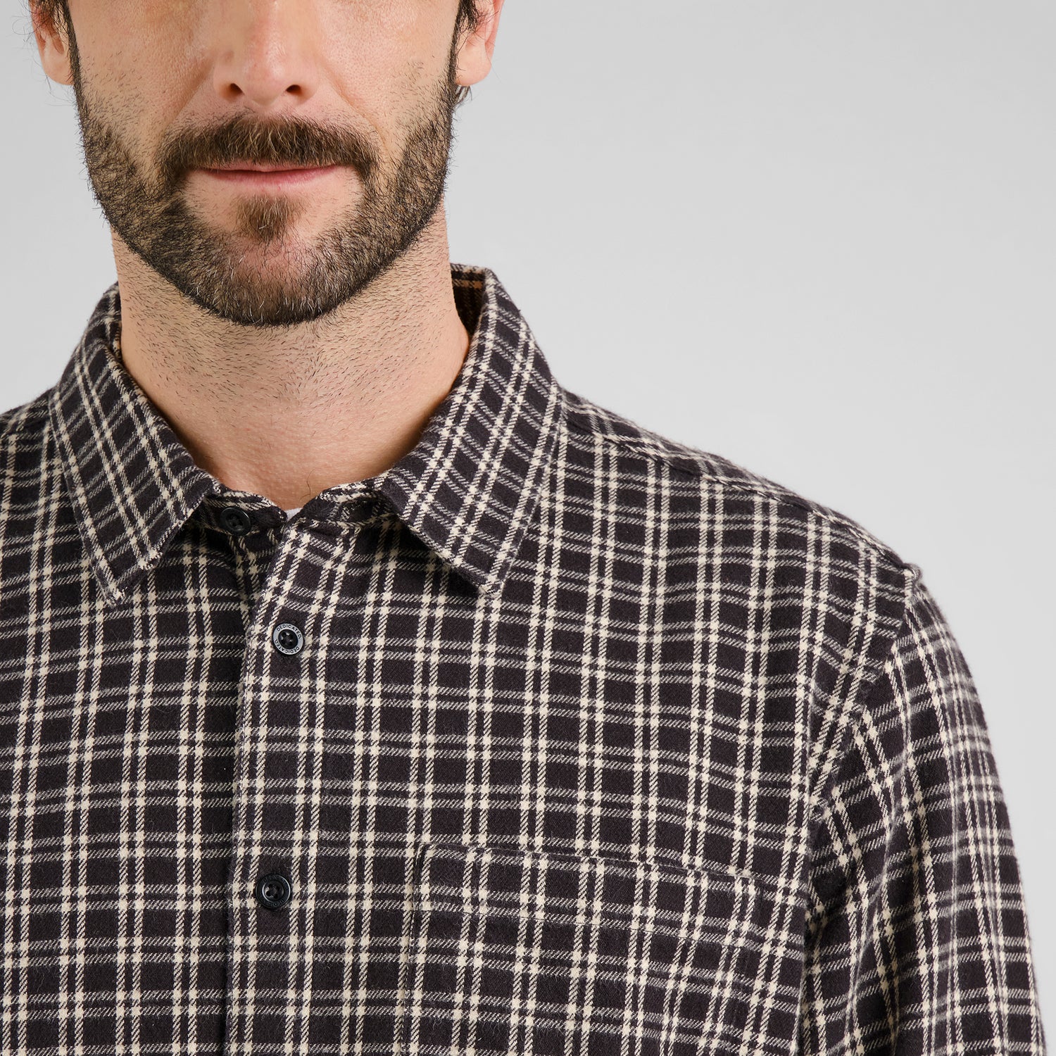 Shirt Rute Flannel Check Black aus 100 % Bio-Baumwollflanell
