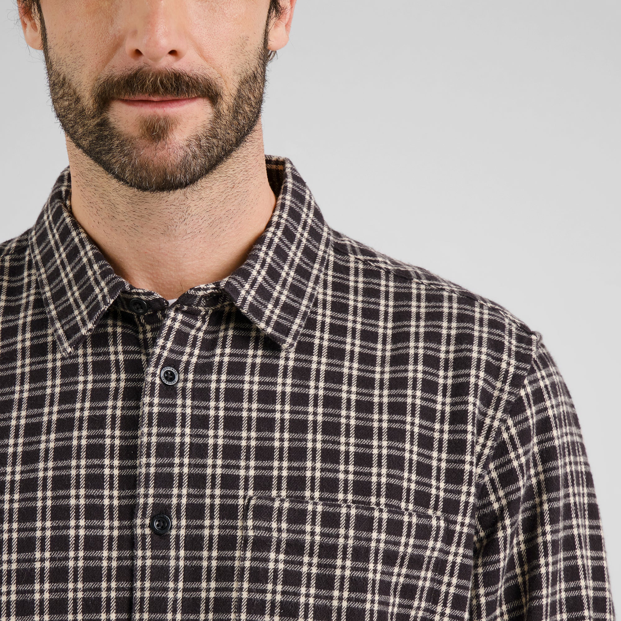 Shirt Rute Flannel Check Black aus 100 % Bio-Baumwollflanell