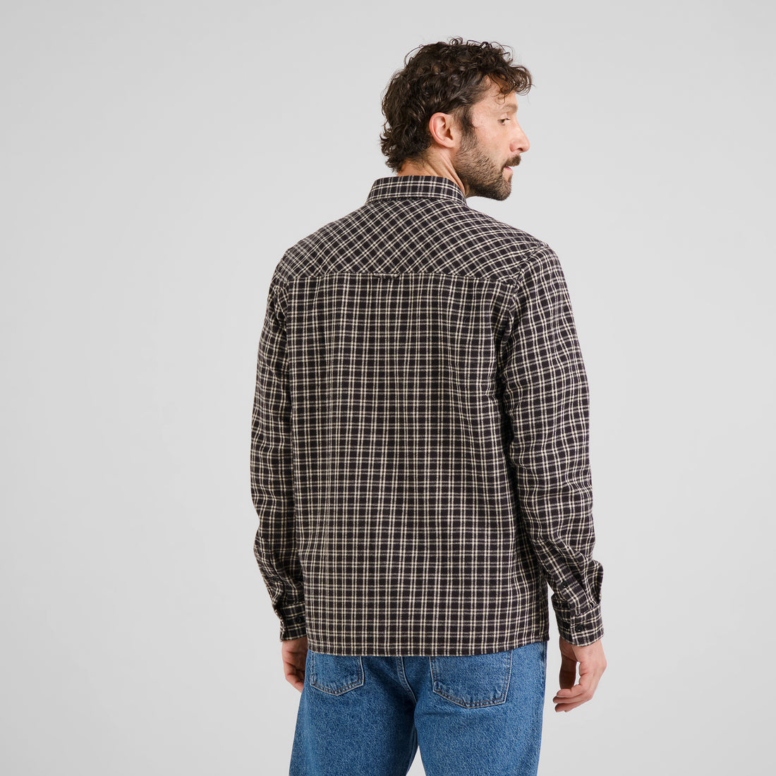 Shirt Rute Flannel Check Black aus 100 % Bio-Baumwollflanell